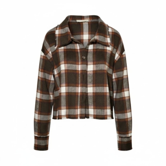 Spirted Boutique Jackets & Blazers - Plaid Button-Up Women's Jacket